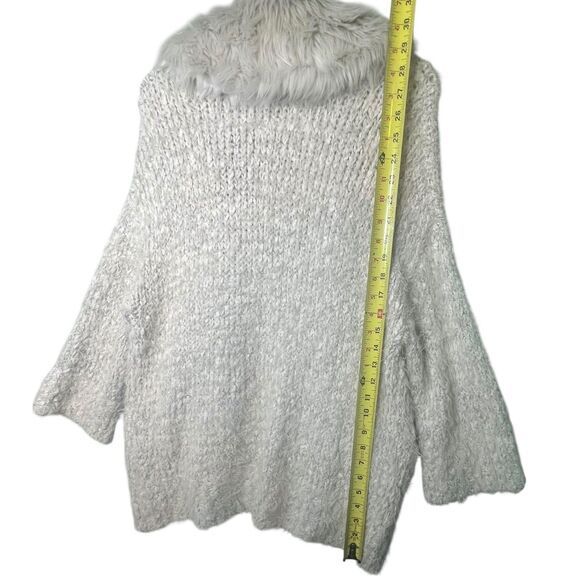 Sleeping on Snow Sweater Womens XS Beige Faux Fur Collar Open Cardigan Bohemian - Picture 5 of 12